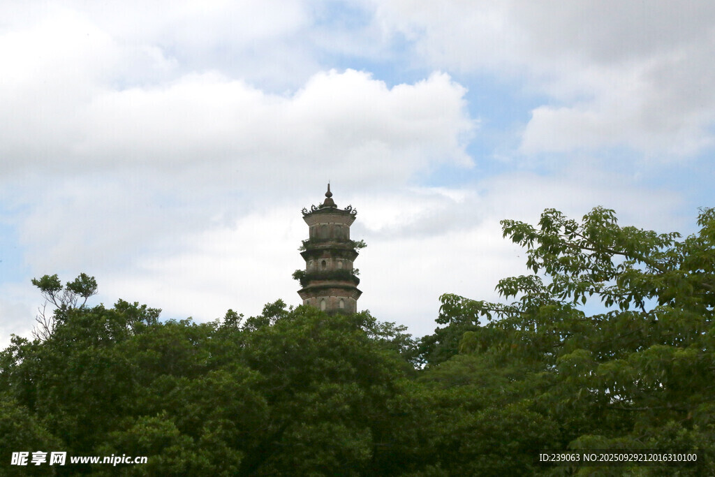 绿树掩映中的古朴宝塔  泗州塔