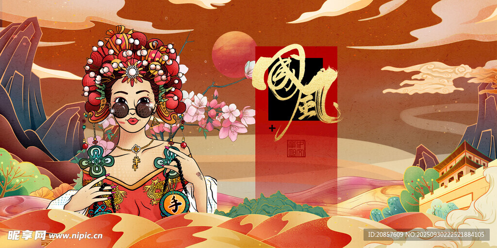 国风戏曲人物喜庆场景