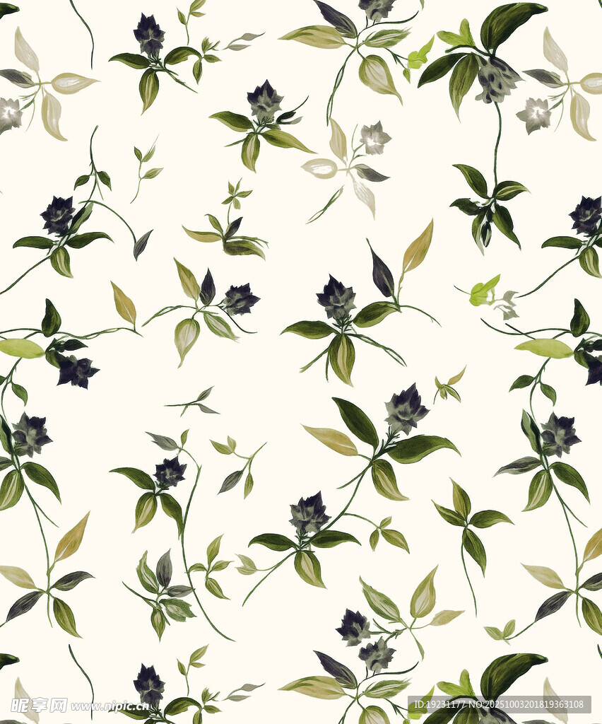 花卉绿叶图案背景纹理