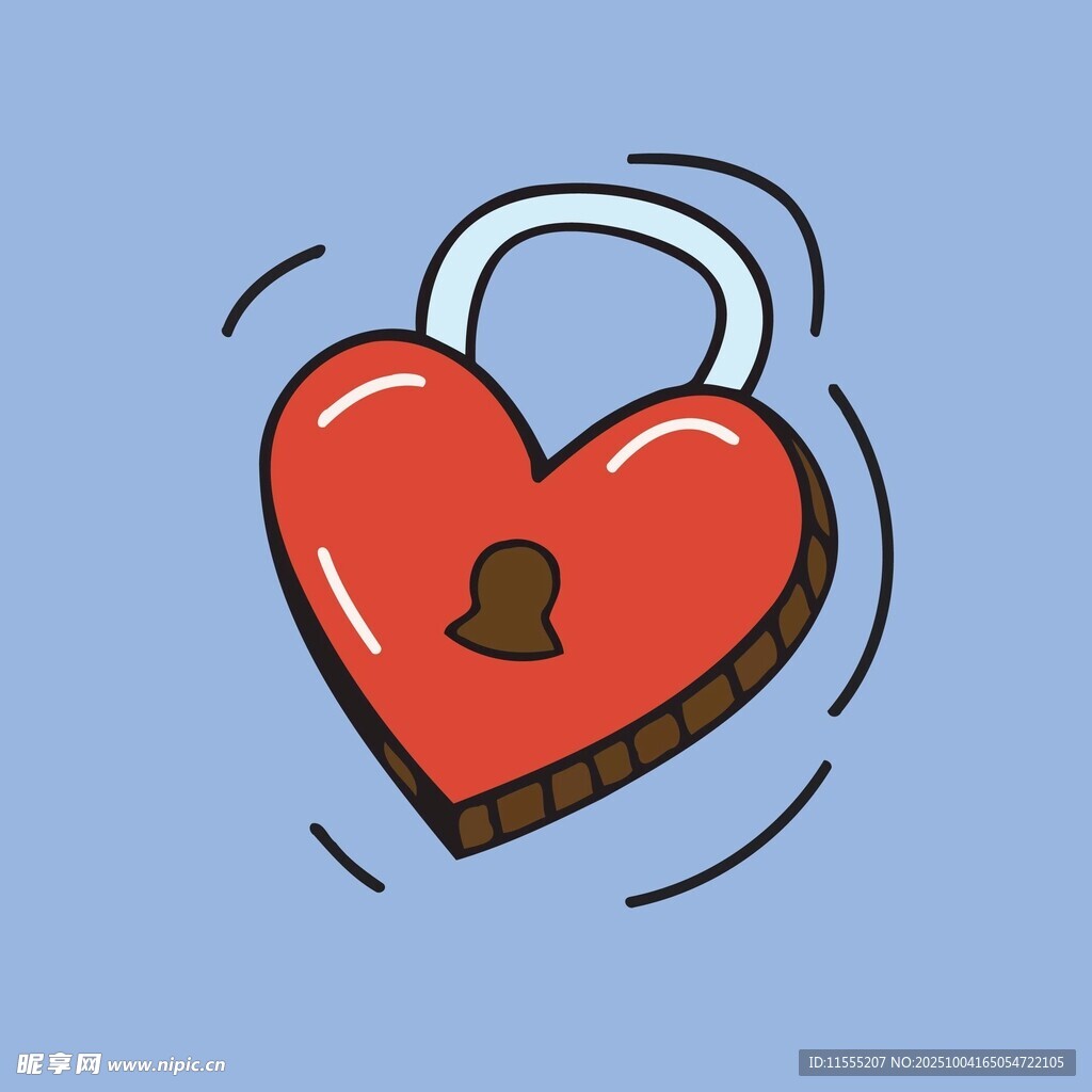 爱心挂锁插画