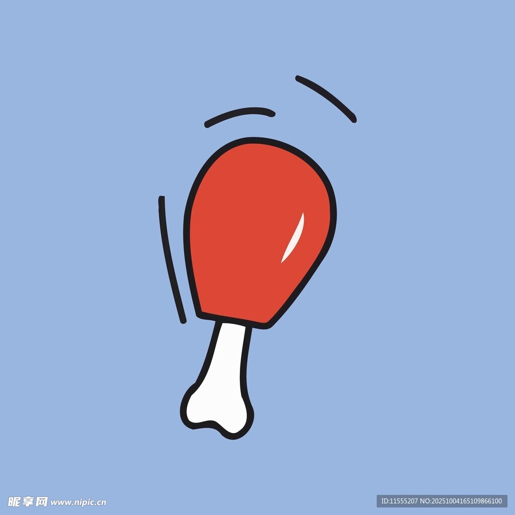 卡通风格红色炸鸡腿
