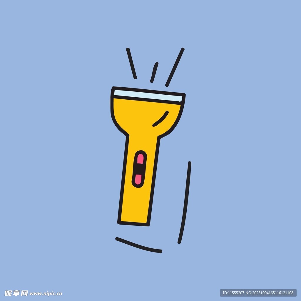 手绘黄色手电筒图标