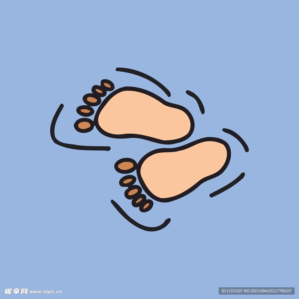 卡通风格的可爱脚丫图案
