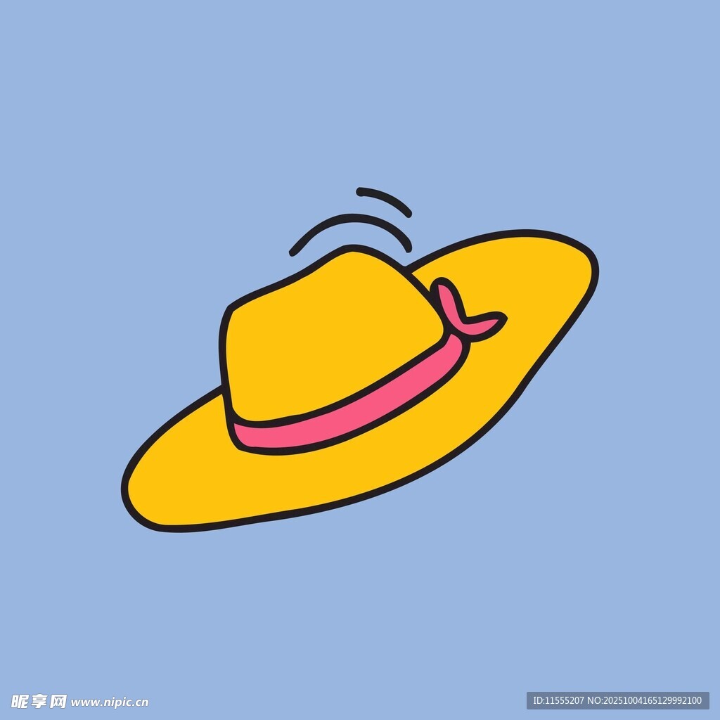 黄色宽边帽插画