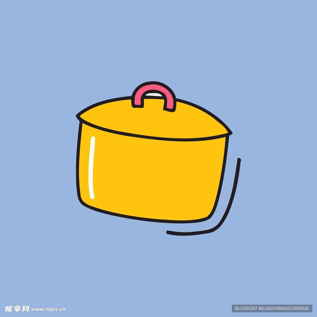黄色带盖烹饪锅插画