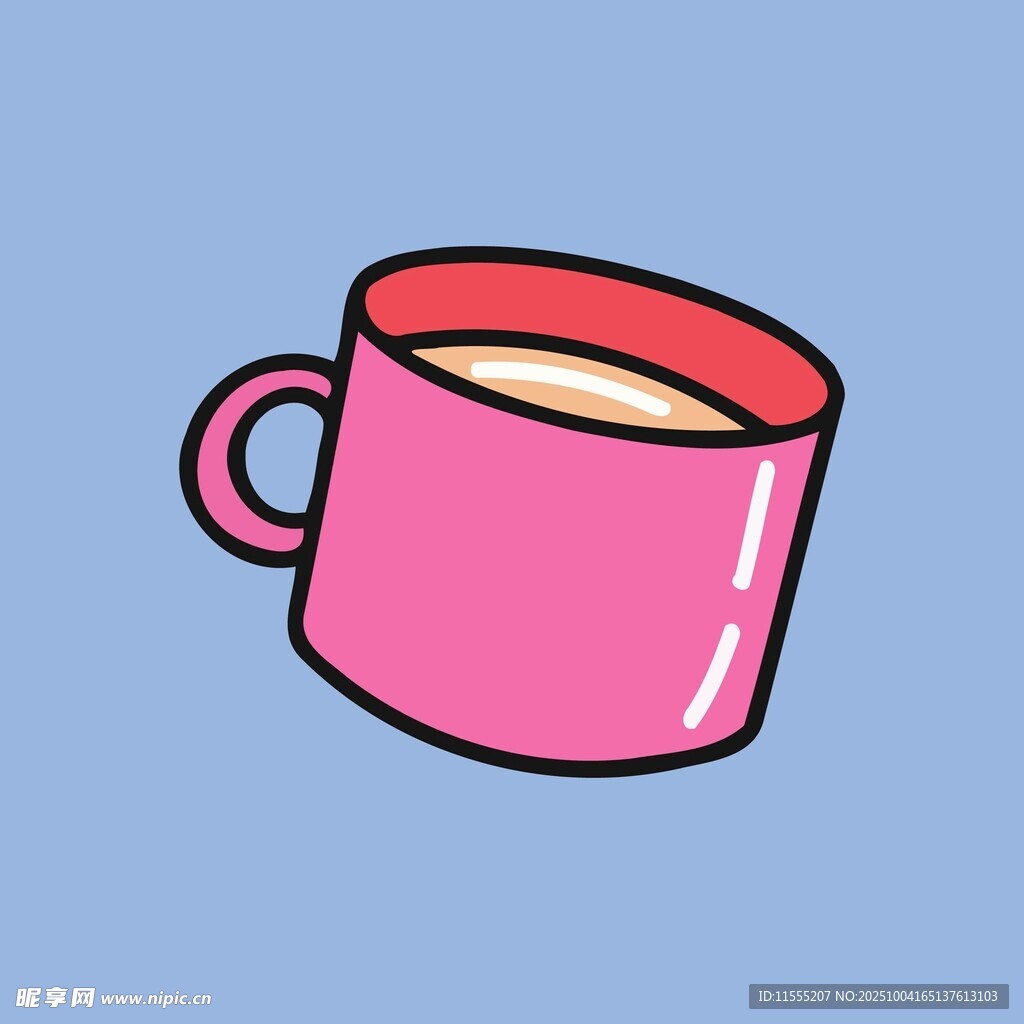 粉色杯子装着热饮