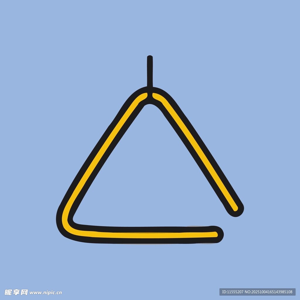 音叉三角铁矢量手绘图形