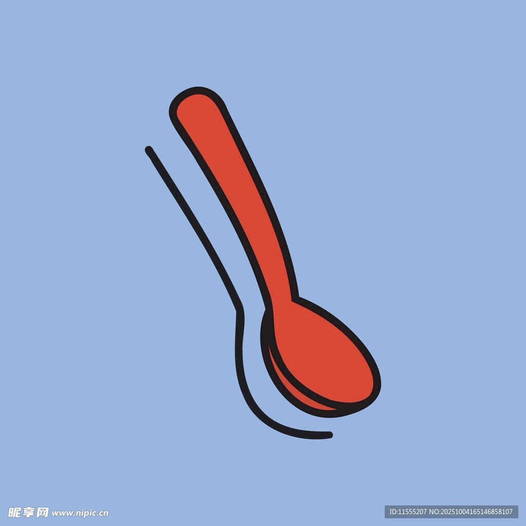 红色简约线条风勺子图标