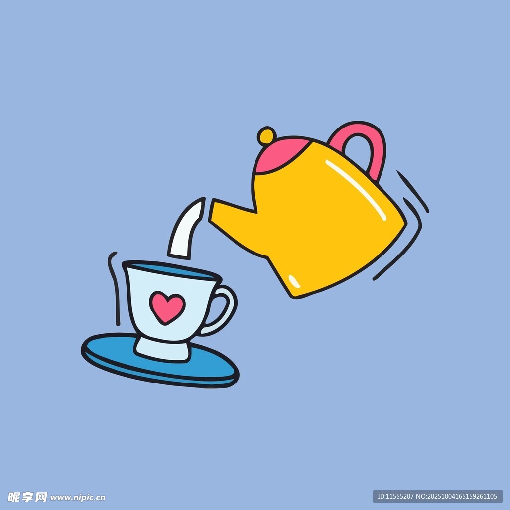 茶壶倒水进爱心茶杯