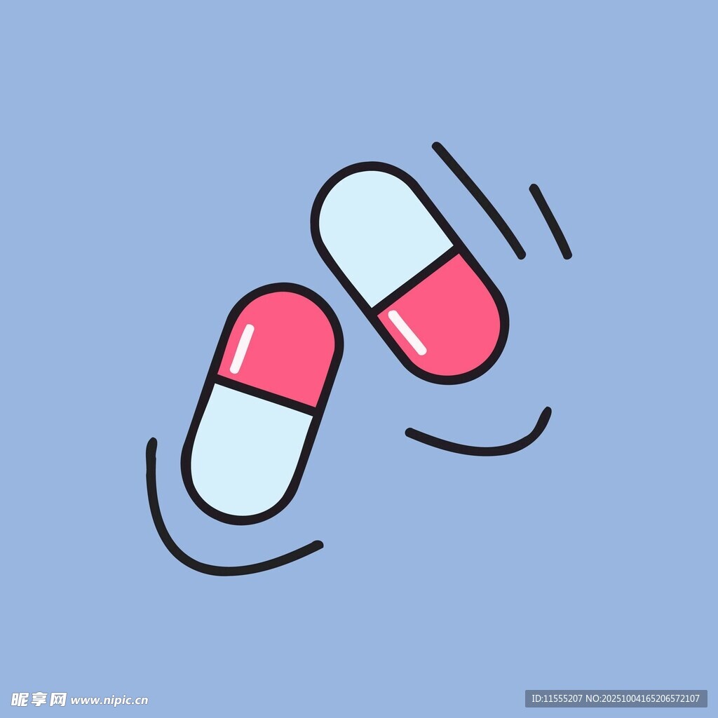 两颗胶囊在蓝色背景中