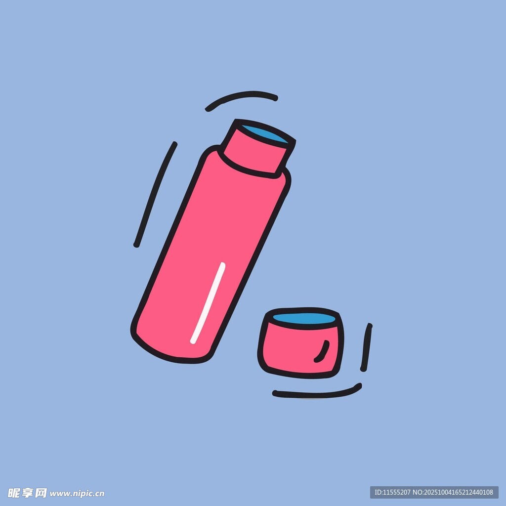 粉色保温杯与杯盖插画