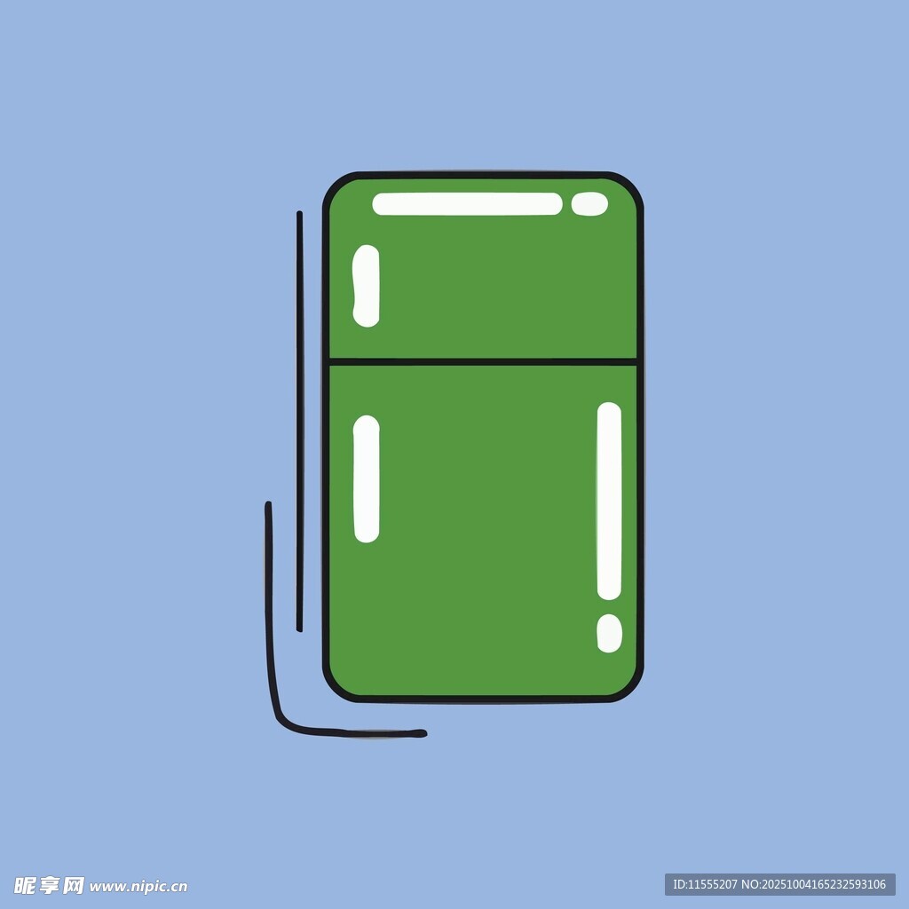 绿色双门冰箱插画