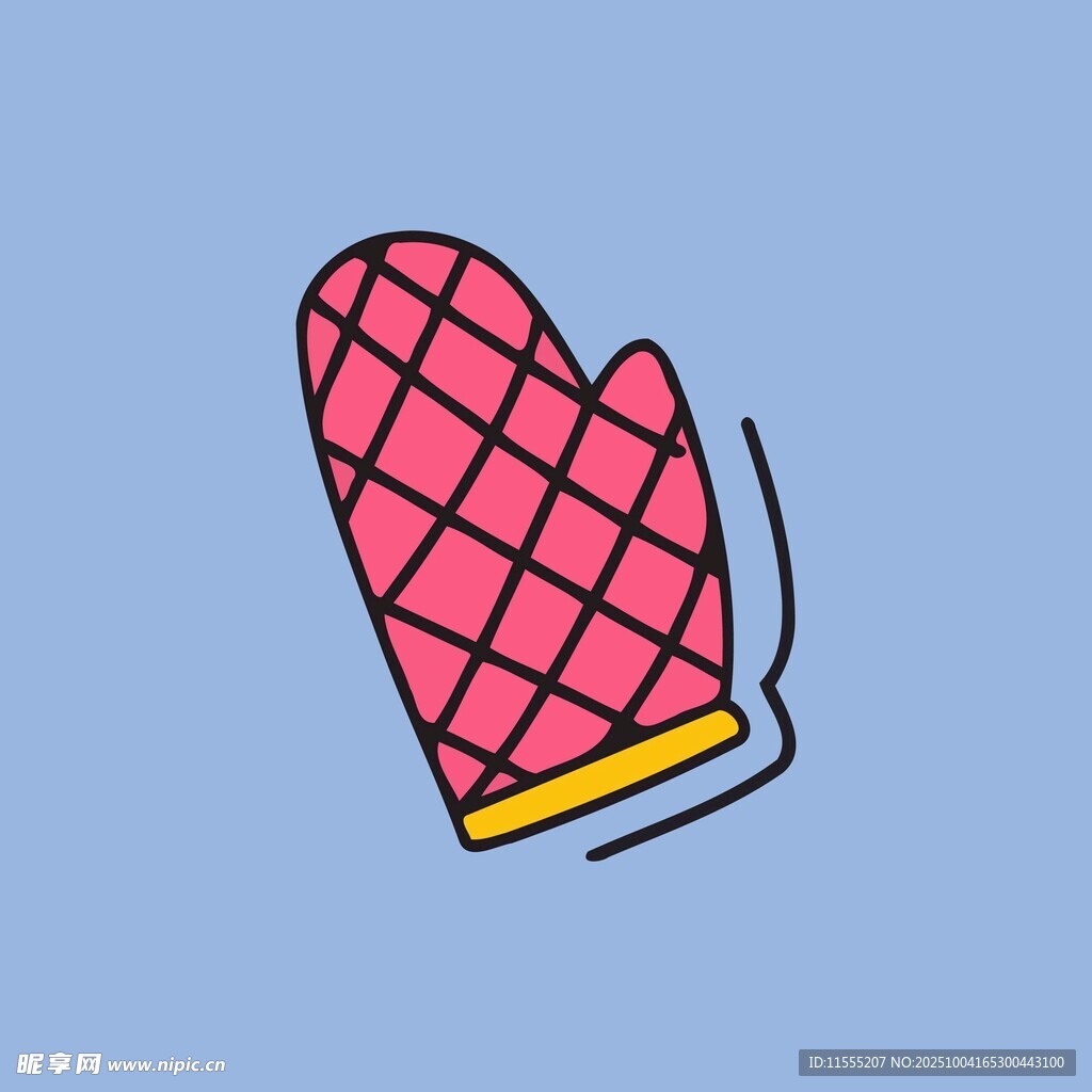 粉色格子隔热手套插画