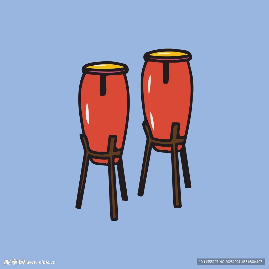 两个红色鼓置于支架上