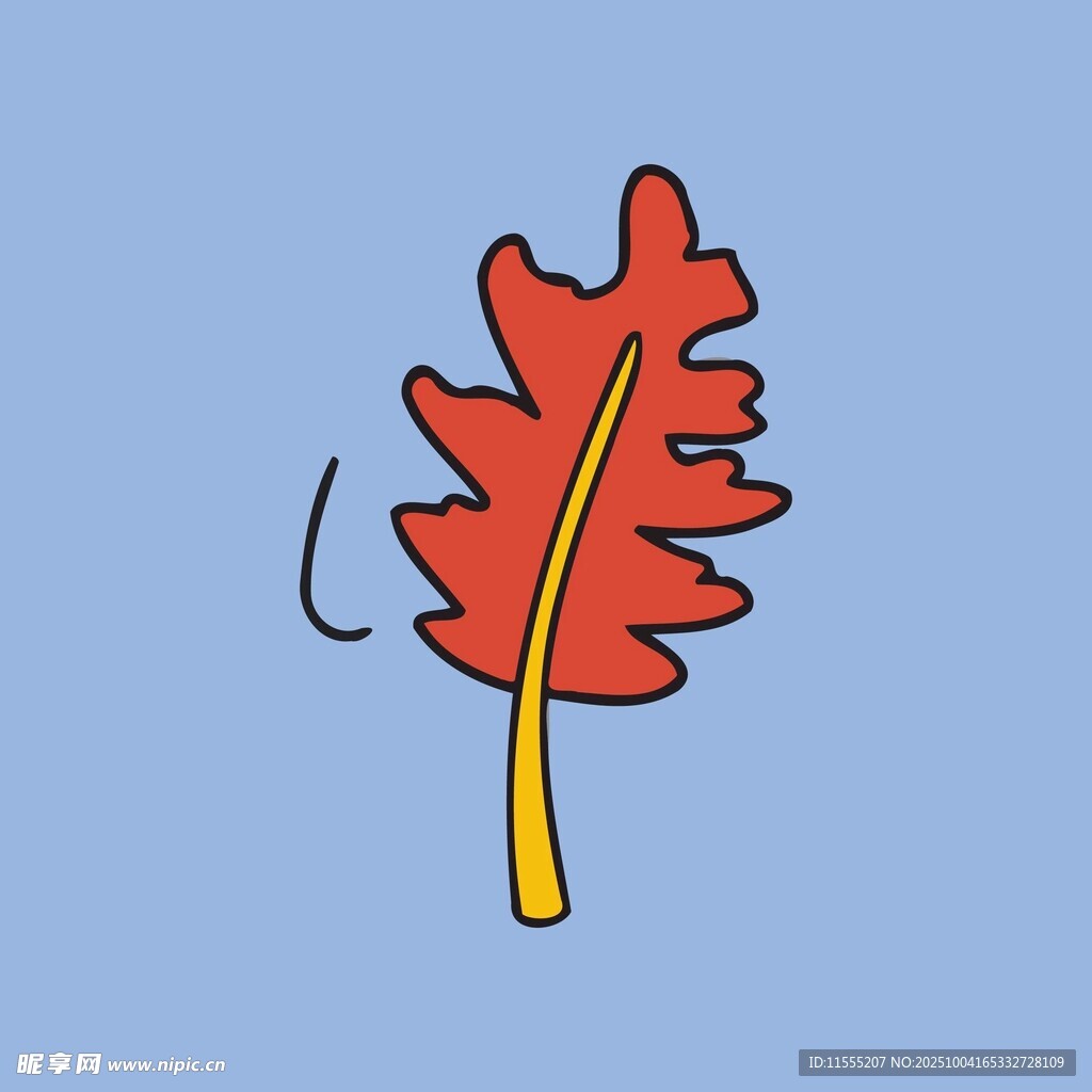 手绘红色叶片插画