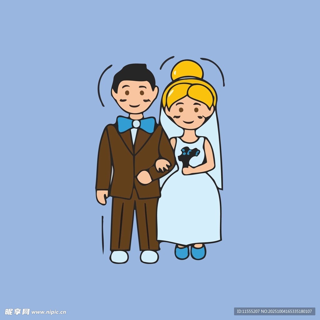 卡通风格新婚夫妇形象