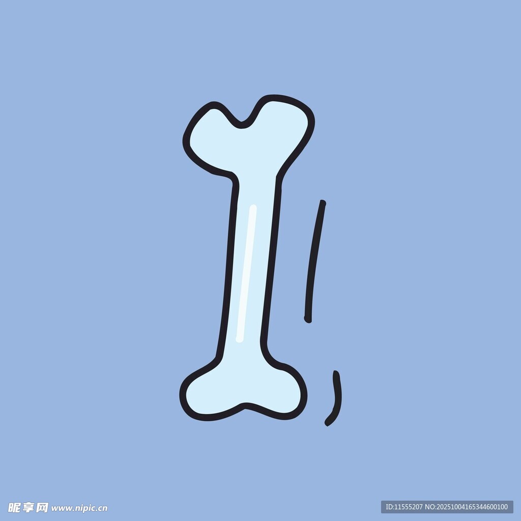 卡通风格骨头形状数字1