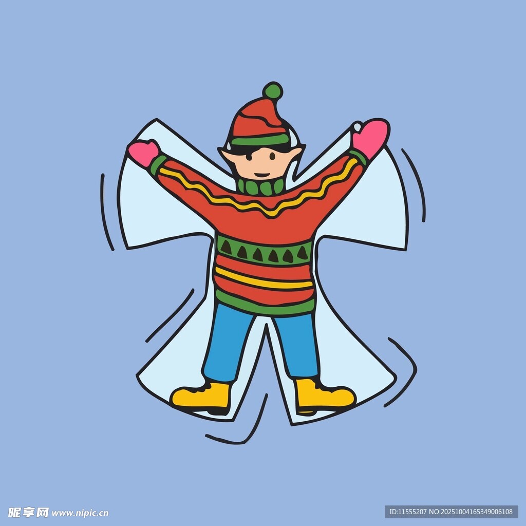 冬日欢乐玩雪的卡通小孩