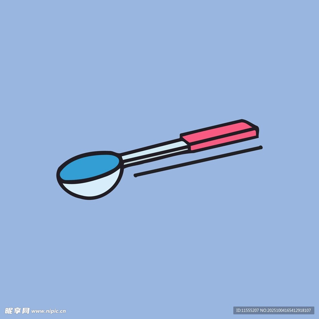 简约风格彩色汤勺插画