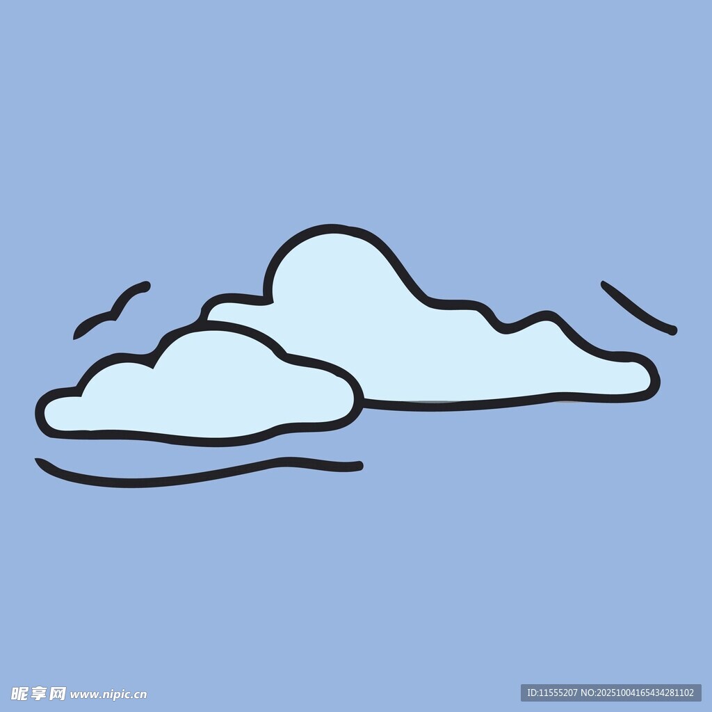 手绘风格的简约云朵图案