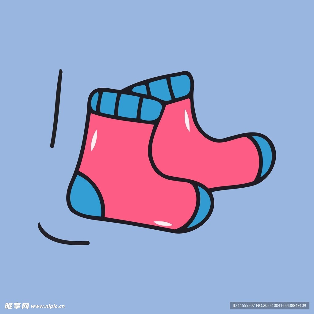 可爱粉色儿童袜子插画