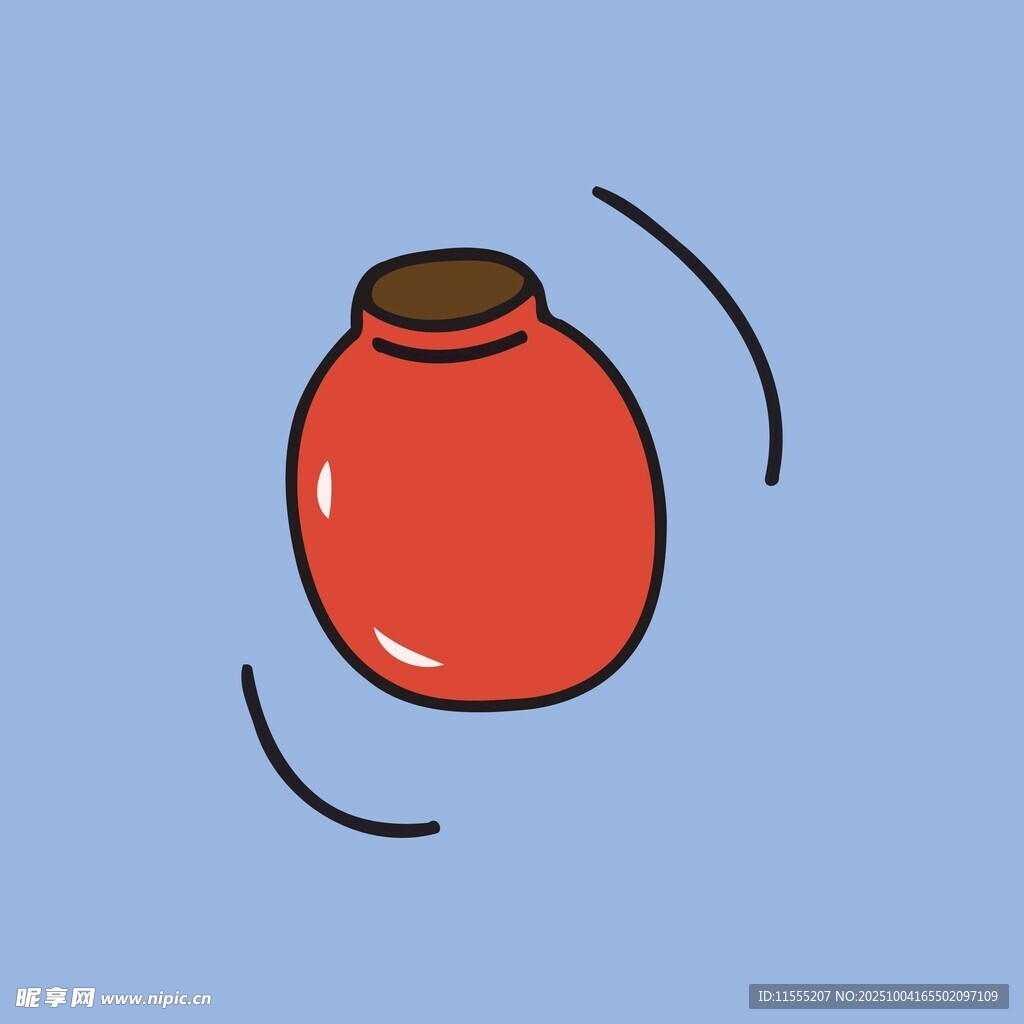 红色陶罐的动态插画