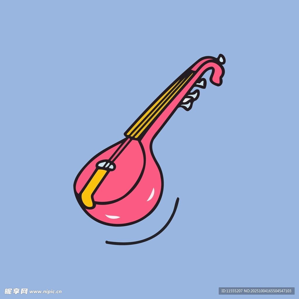 粉色可爱风传统乐器插画