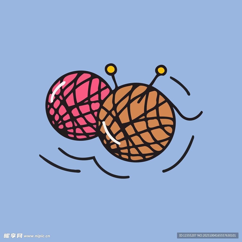 彩色毛线球与织针图案