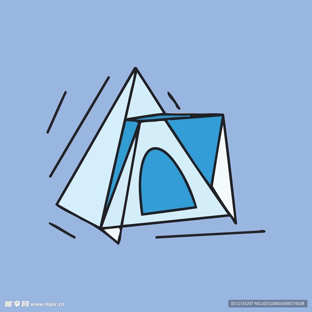简约风户外露营帐篷插画