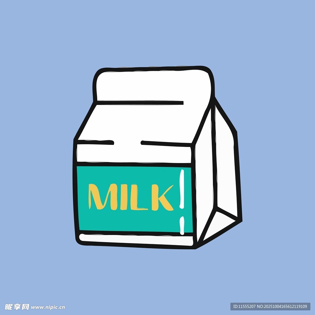 卡通风格牛奶盒插画
