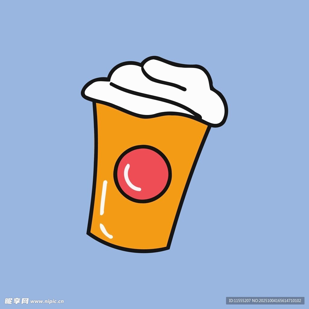 卡通风格的奶油咖啡杯