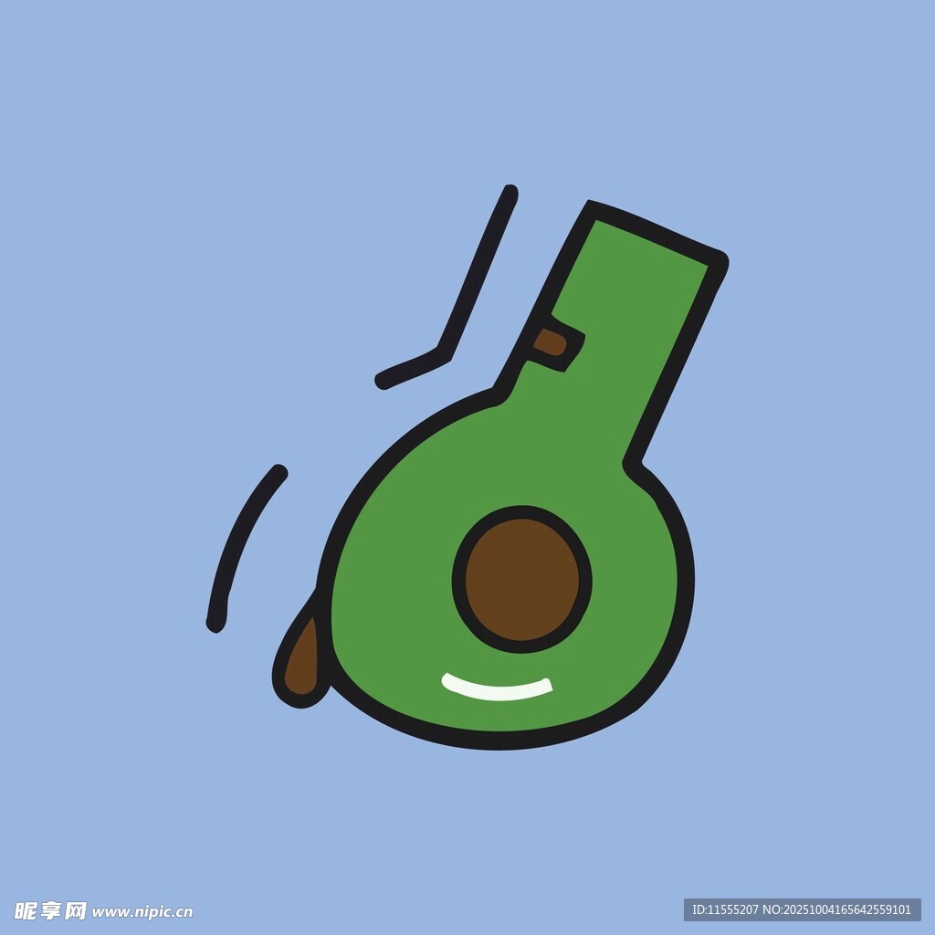卡通绿色口哨插画