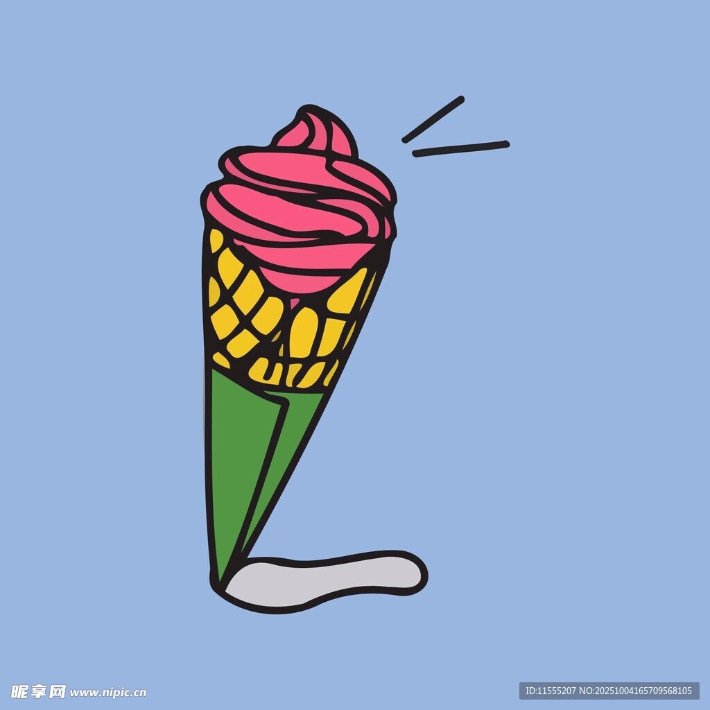 卡通冰淇淋甜筒掉落瞬间