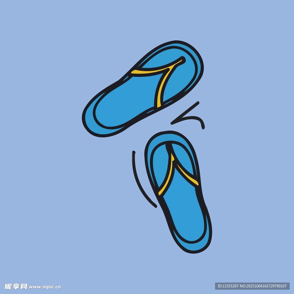 蓝色人字拖动态插画