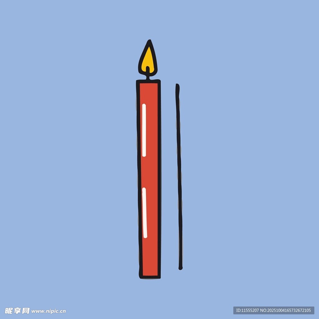 红色点燃蜡烛插画