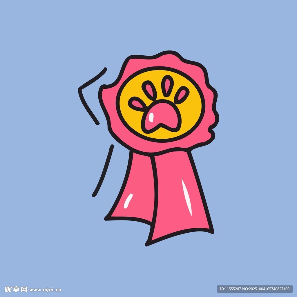 粉色宠物奖章插画