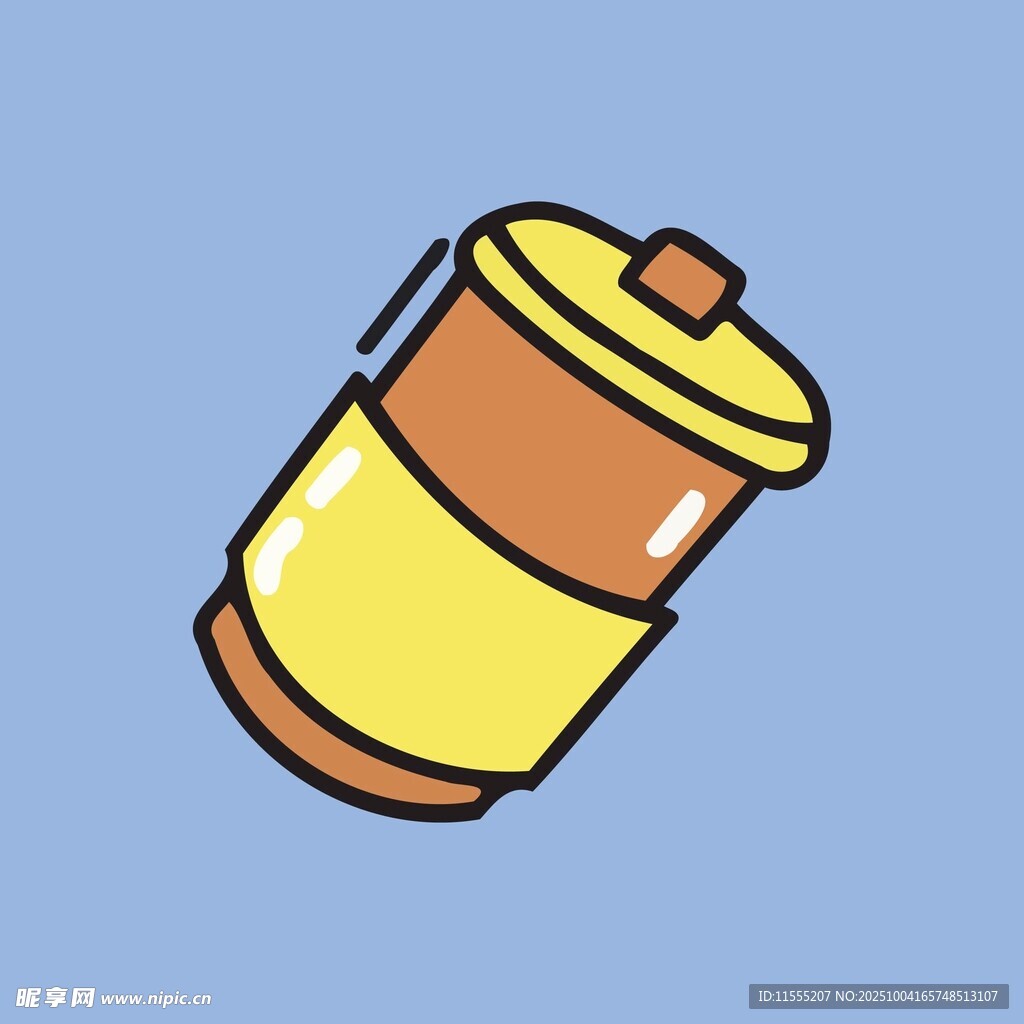 卡通风格圆柱形罐子