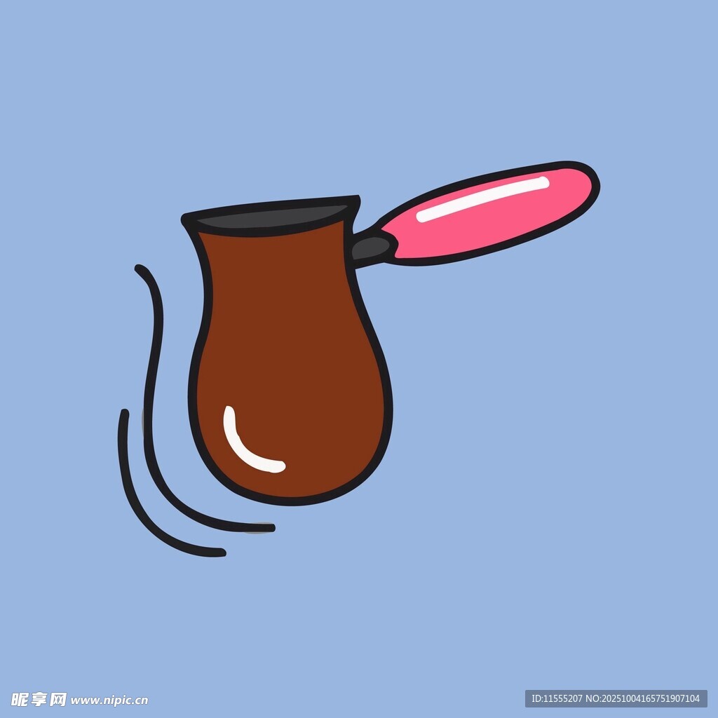 卡通风格的棕色咖啡壶