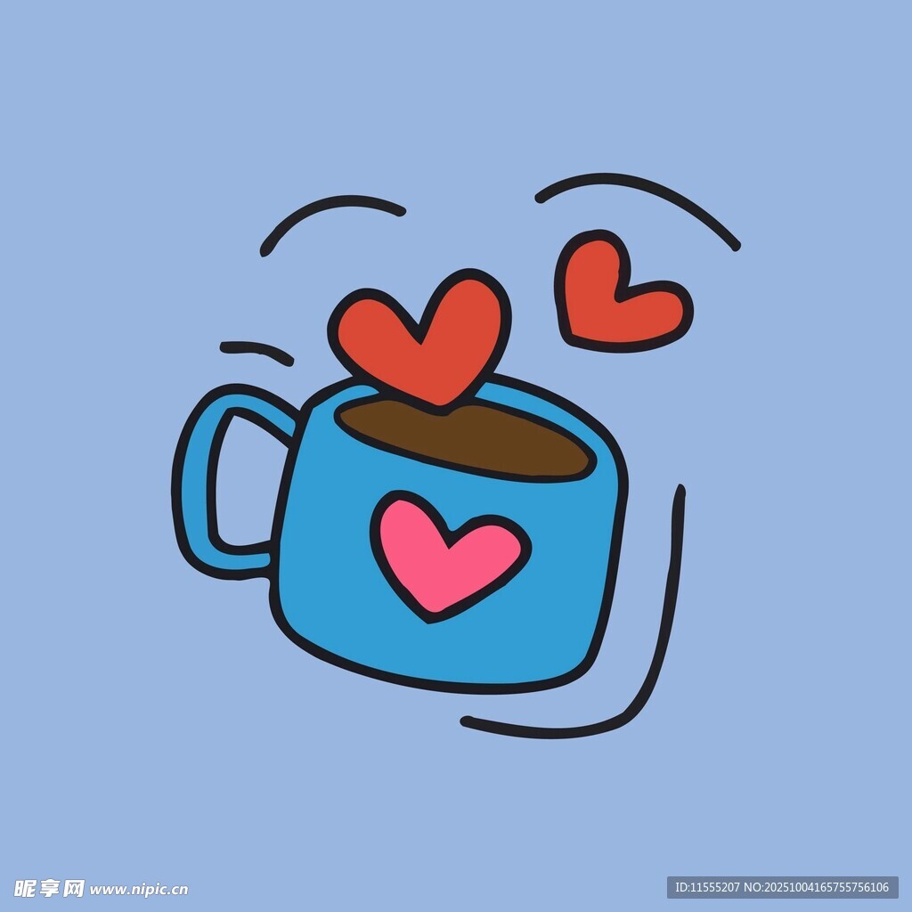 爱心咖啡杯插画