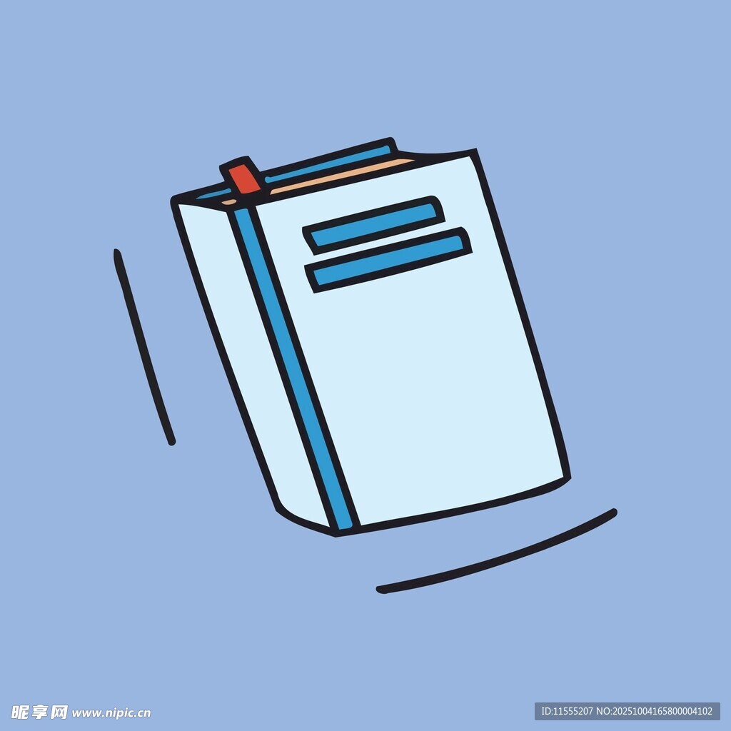 简约风格的蓝色书本插画