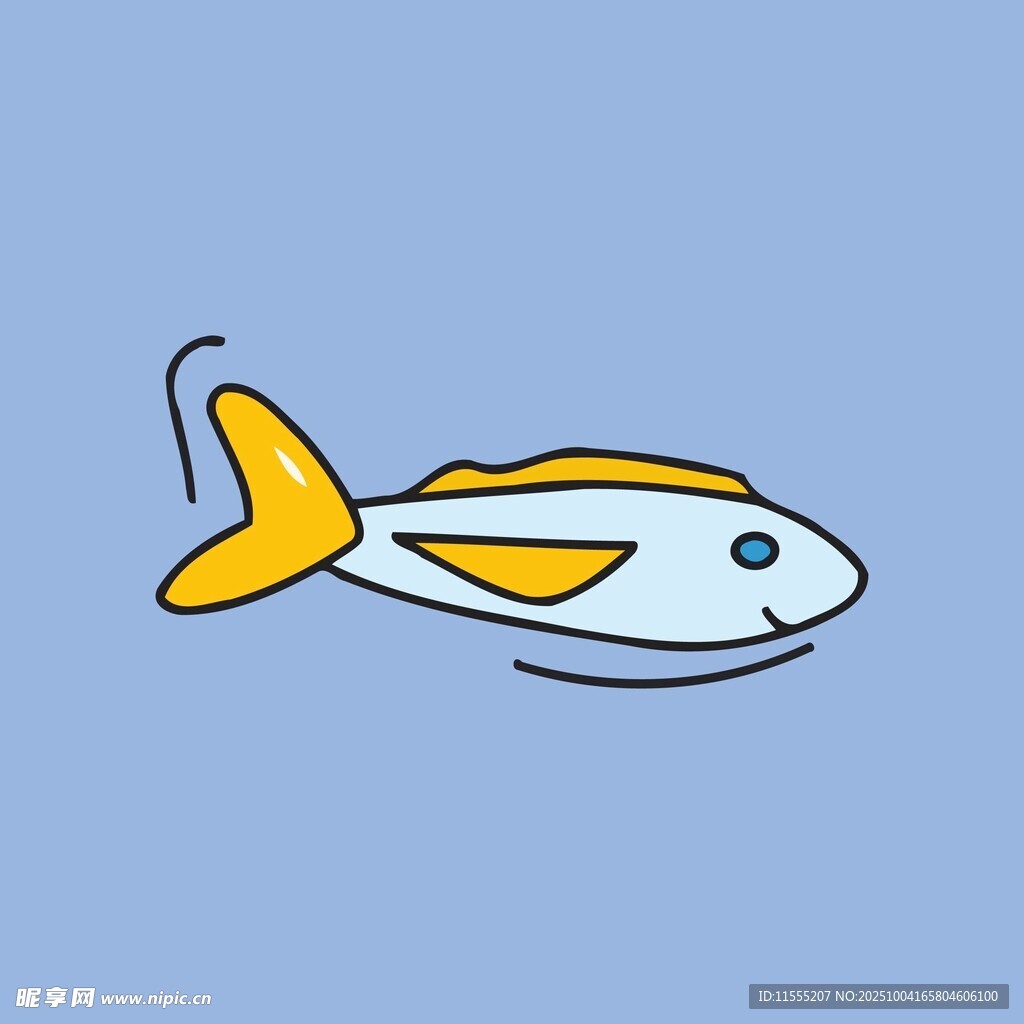 蓝色背景上的卡通小鱼
