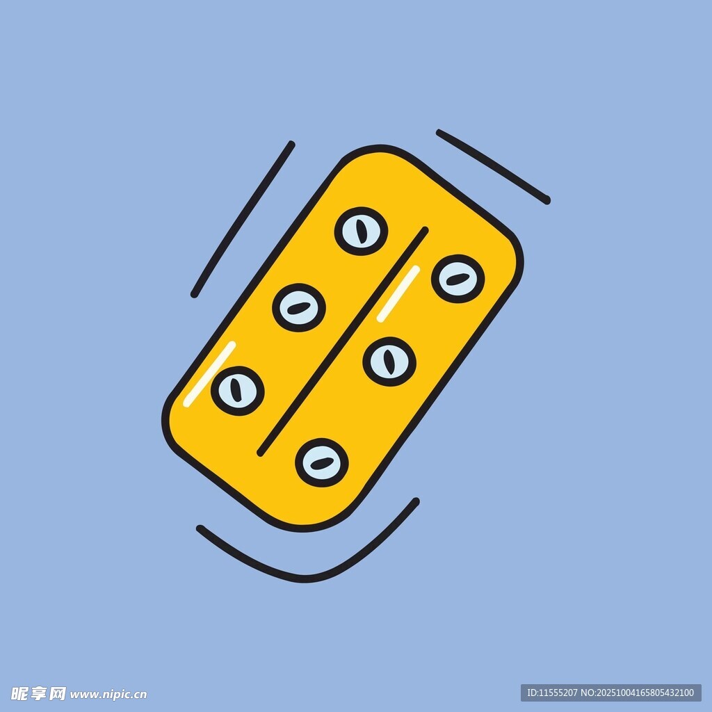 黄色药片包装插画