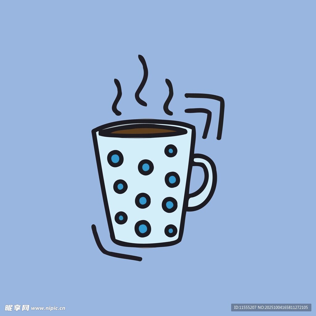 手绘圆点图案咖啡杯