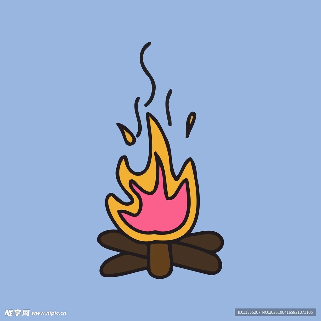 手绘卡通篝火