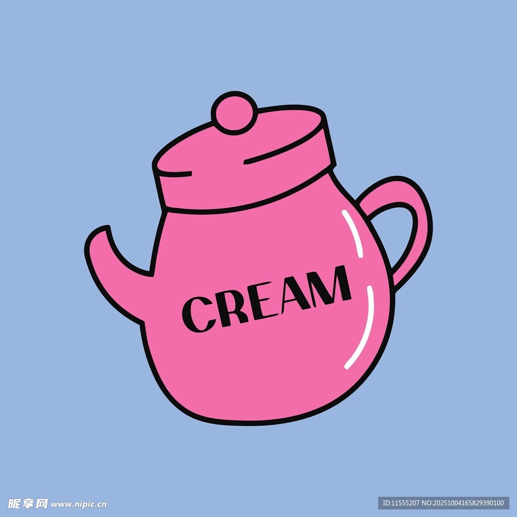 粉色奶油茶壶插画