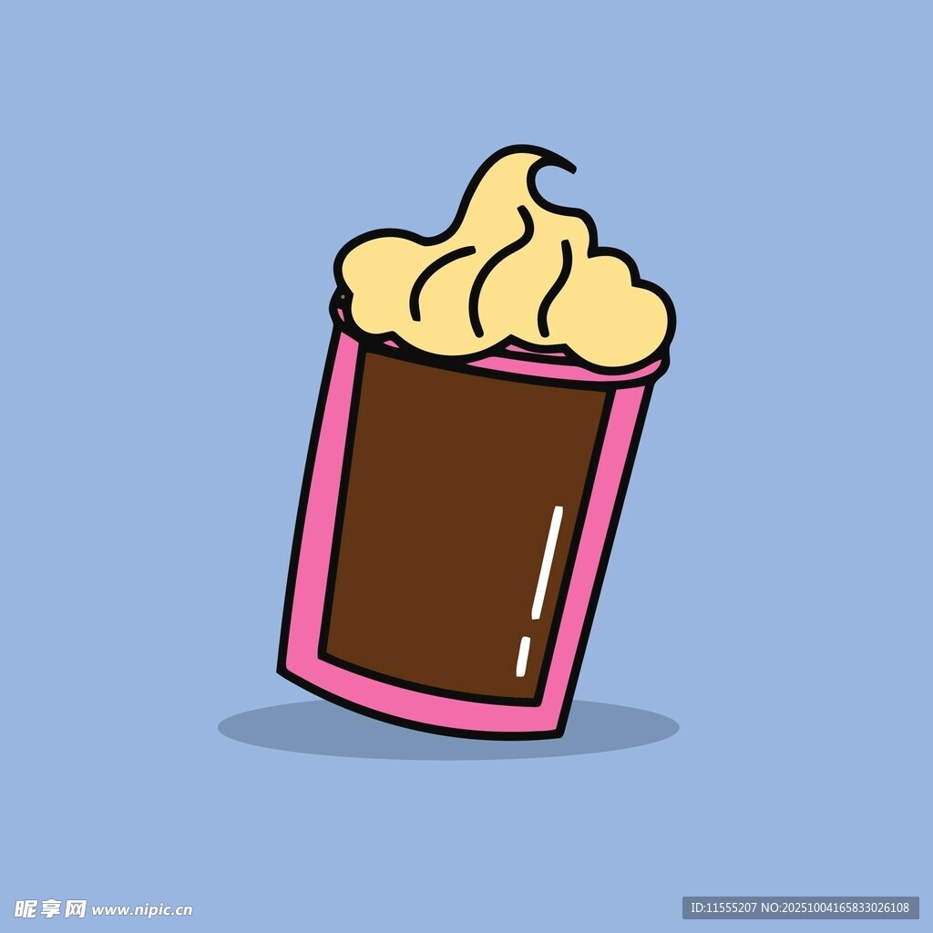 卡通风格的巧克力奶油杯