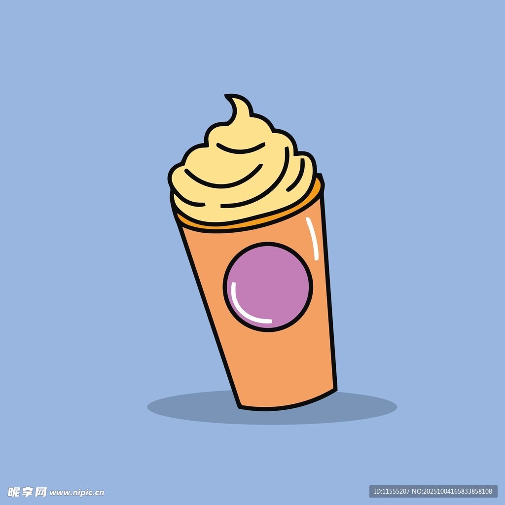 卡通风格的奶油饮品