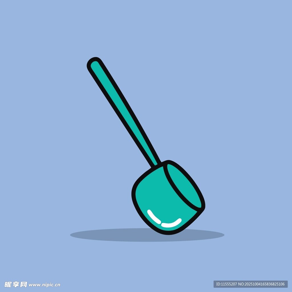 卡通风格的绿色长柄勺子