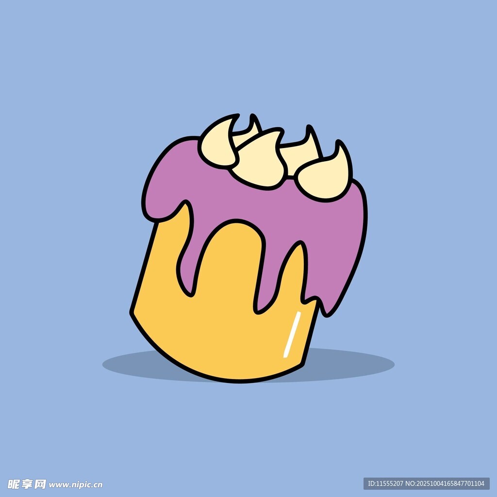 卡通紫色淋酱小蛋糕