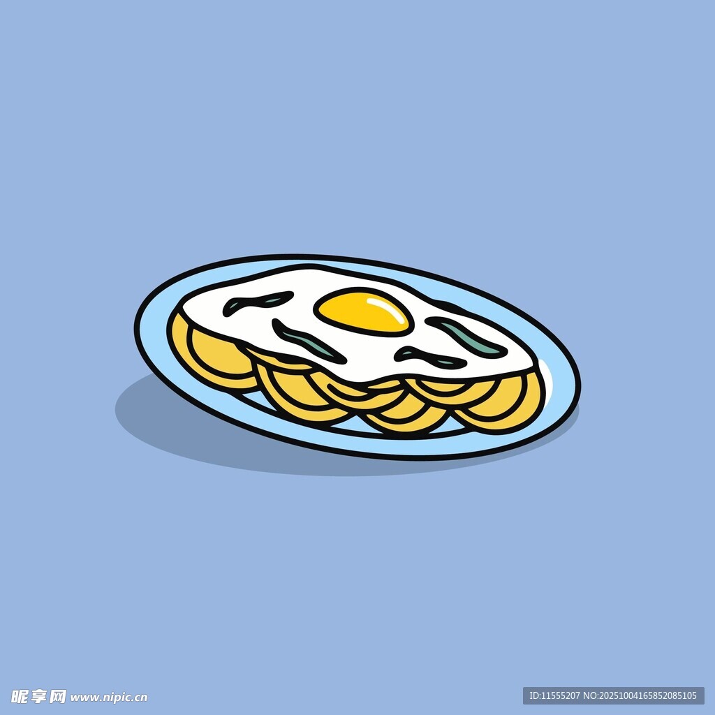 盘中煎蛋配薯片